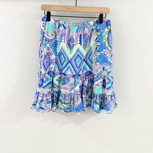 Escape By Habitat Colorful Ruffle Hem Skirt Blue & Purple Size Medium
